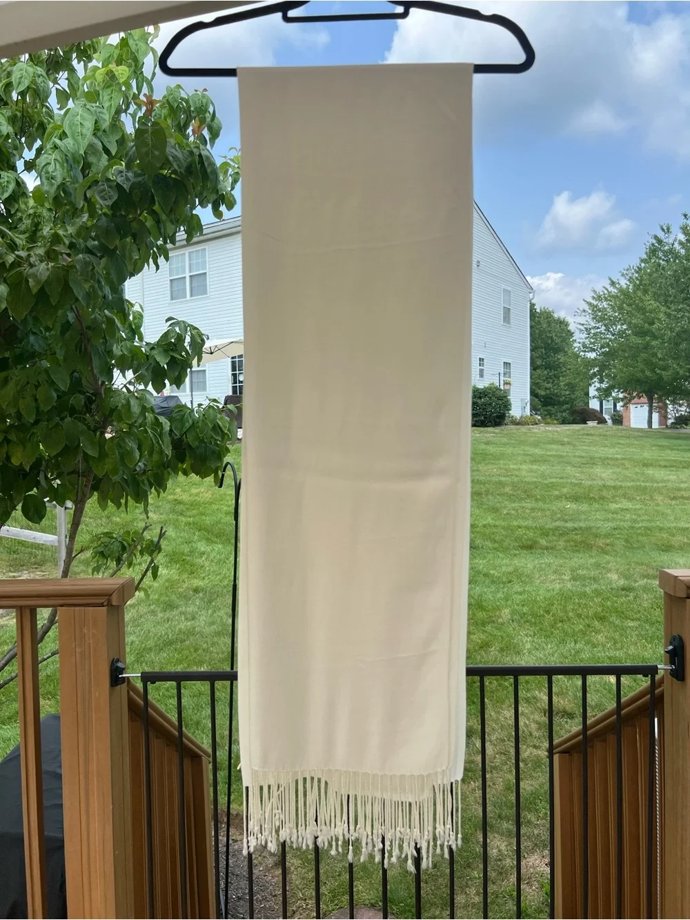Women's Cream Fringe scarf, or wrap